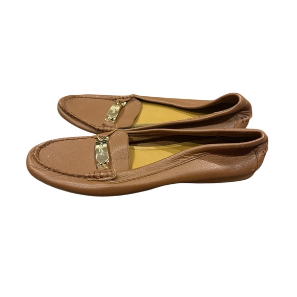 Coach Tan Leather Loafers with Gold Detail - Picture 2 of 6